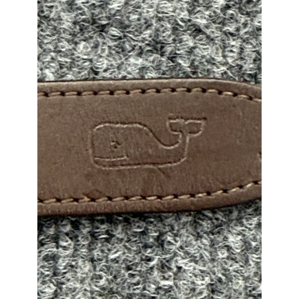 Vineyard Vines Kids Pink Whale Logo Canvas Leather Club Belt Navy Brown Size 24